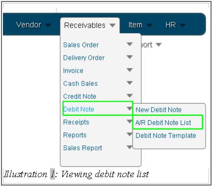 BMO inventory view debit note list 1