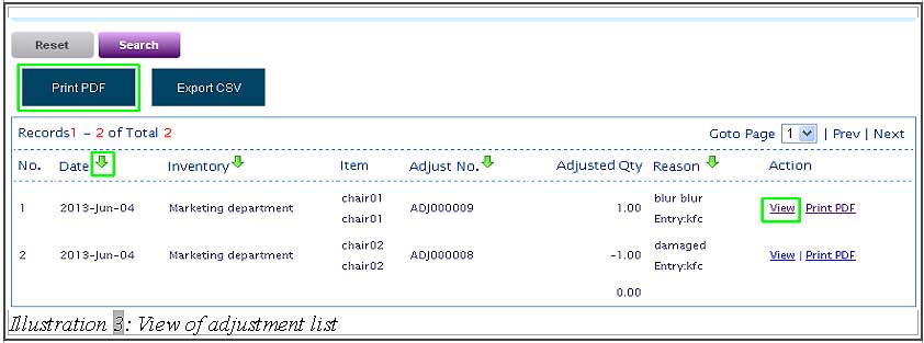 BMO inventory view stock adjust list 3